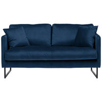 2-SITZER-SOFA Samt Dunkelblau  - Schwarz/Dunkelblau, Design, Textil/Metall (150/78/84cm) - Carryhome