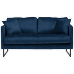 2-SITZER-SOFA Samt Dunkelblau  - Schwarz/Dunkelblau, Design, Textil/Metall (150/78/84cm) - Carryhome