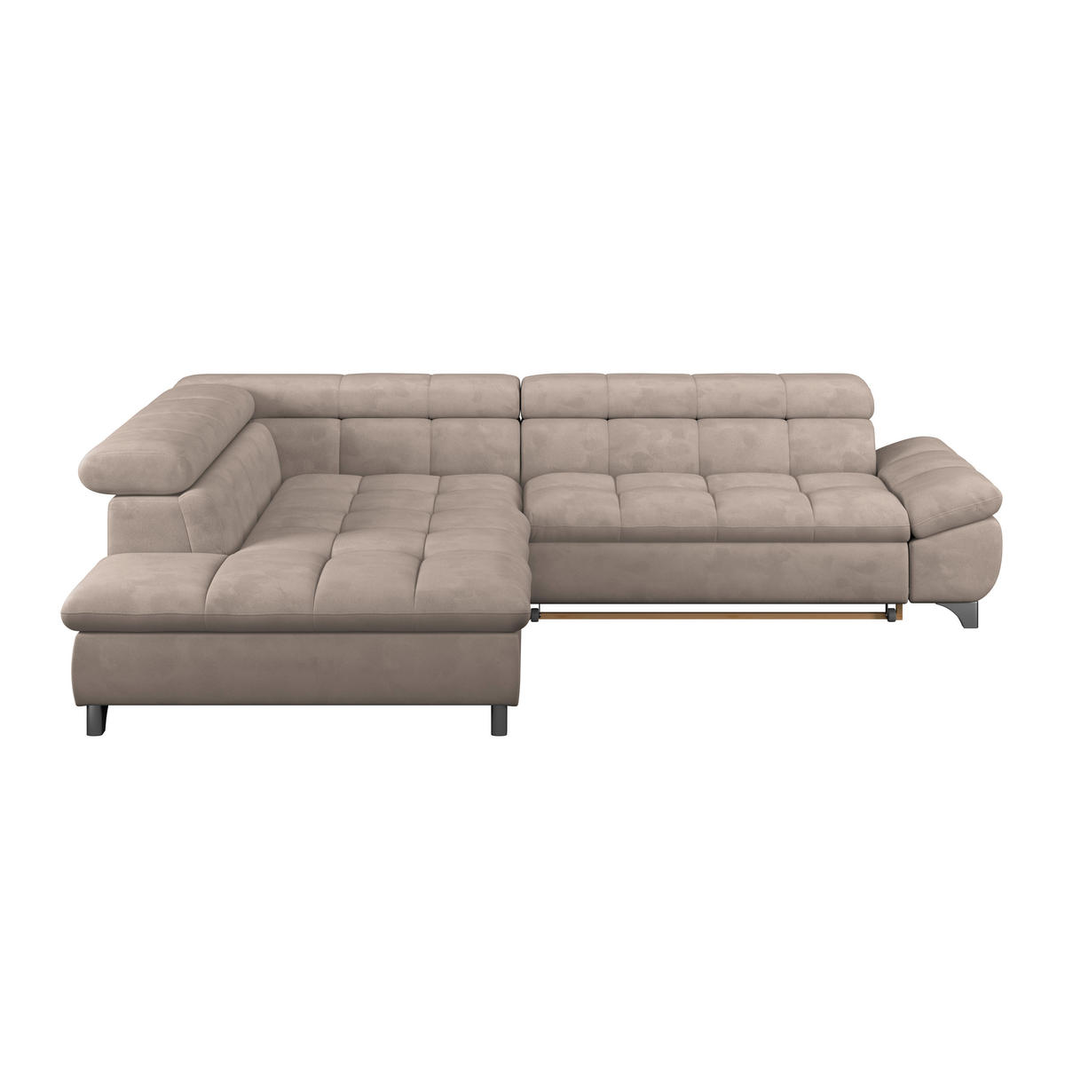 ECKSOFA Beige Chenille  - Chromfarben/Beige, KONVENTIONELL, Textil/Metall (234/312cm) - Livetastic
