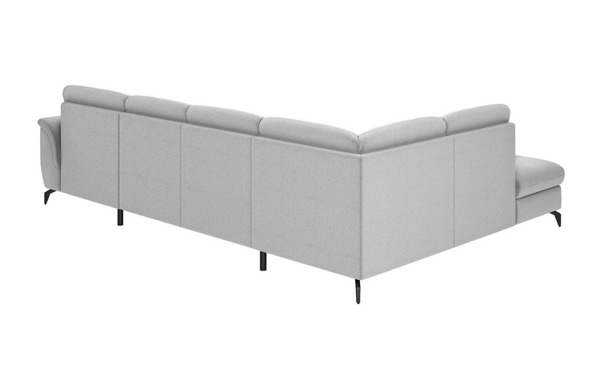 WOHNLANDSCHAFT in Flachgewebe Hellgrau  - Hellgrau/Schwarz, Modern, Textil/Metall (212/319/164cm) - Sit & More