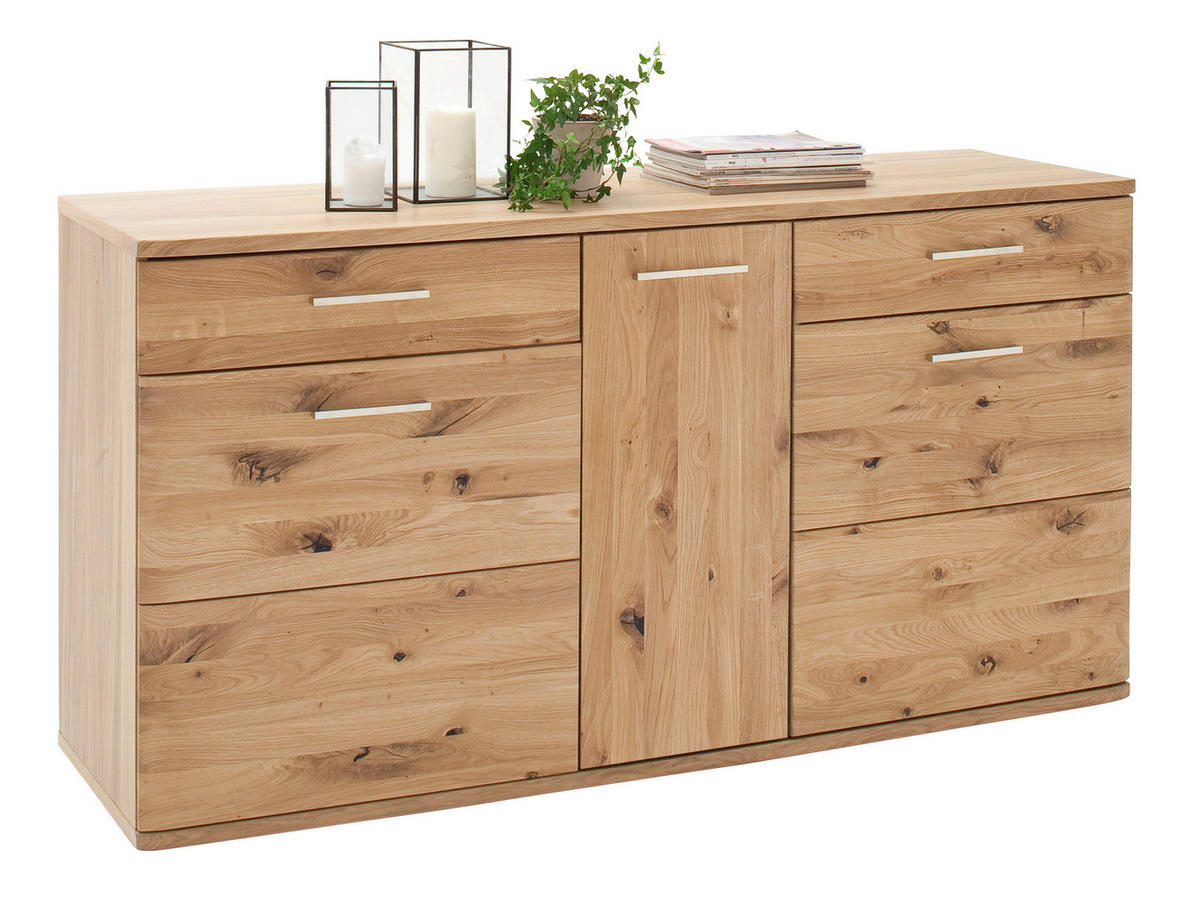 ŠIROKÁ KOMODA, sukový dub, farba duba, 150/78/44 cm - čierna/farba duba, Design, kov/drevo (150/78/44cm) - Livetastic