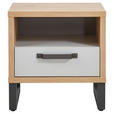 NACHTKÄSTCHEN in Grau, Eichefarben  - Dunkelgrau/Eichefarben, MODERN, Holzwerkstoff/Metall (52,2/53,7/35cm) - Xora