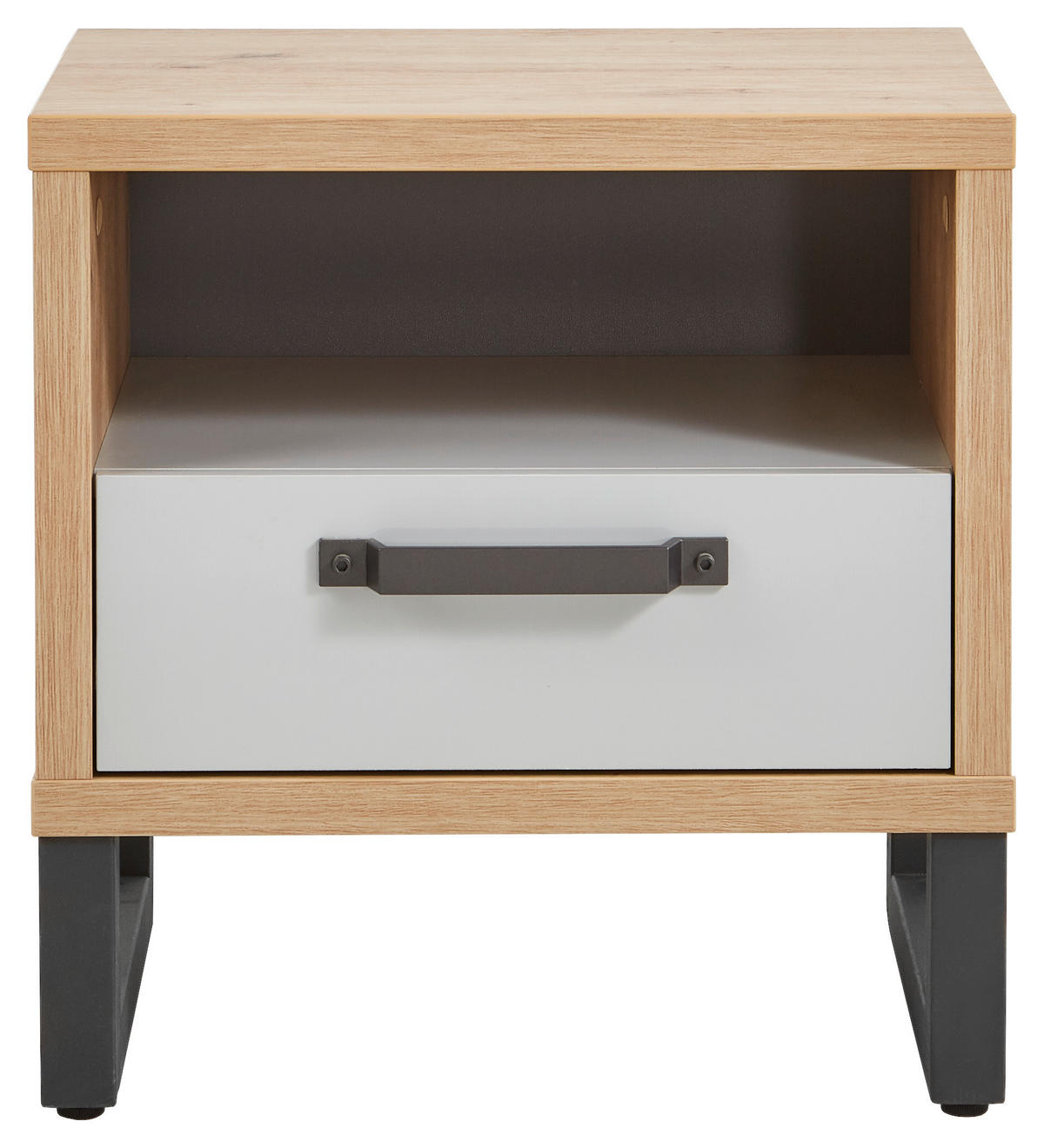 NACHTTISCH 52,2/53,7/35 cm  in Grau, Eichefarben  - Dunkelgrau/Eichefarben, Modern, Holzwerkstoff/Metall (52,2/53,7/35cm) - Xora