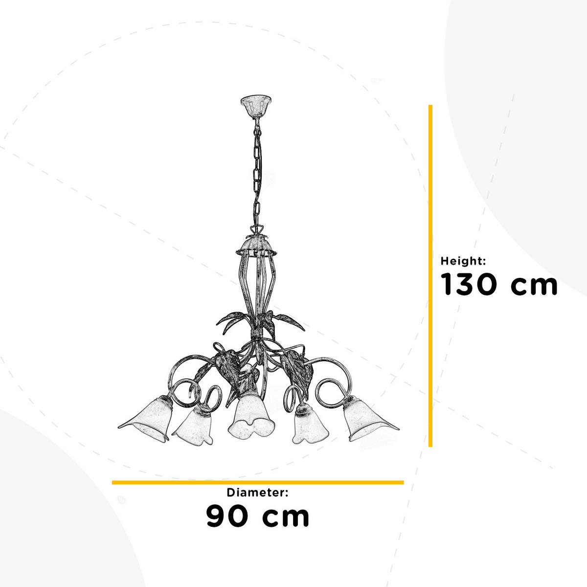 LUSTER,  90/90/130 cm - biela/béžová, Natur, kov/sklo (90/90/130cm)