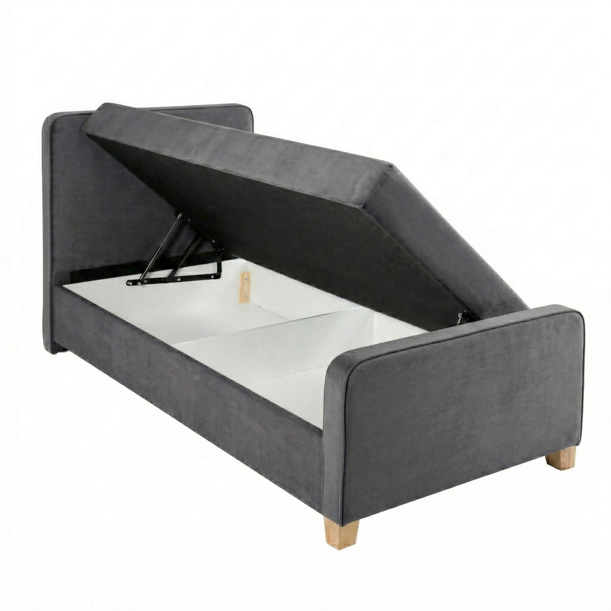 BOXBETT 140/200 cm  in Graphitfarben  - Graphitfarben/Kernbuche, MODERN, Holz/Textil (140/200cm) - MID.YOU
