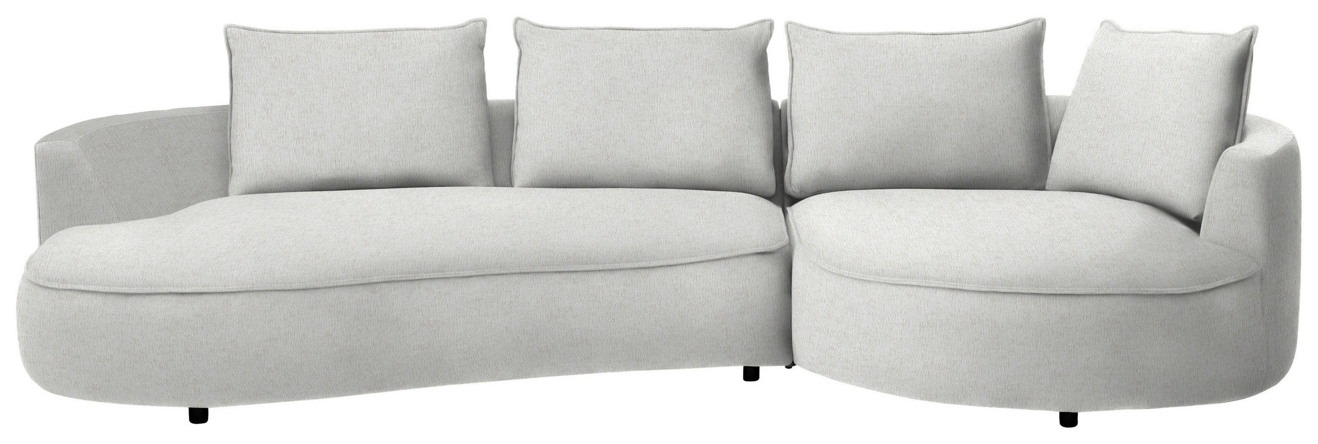 BIGSOFA in Chenille Ecru  - Ecru/Schwarz, Design, Kunststoff/Textil (322/82/154cm) - home24