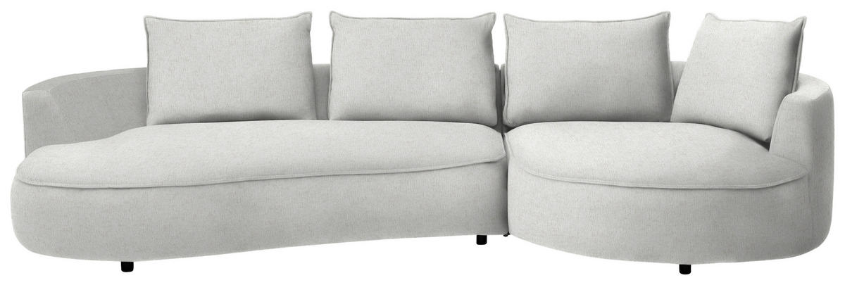 BIGSOFA Chenille Ecru  - Ecru/Schwarz, Design, Kunststoff/Textil (322/82/154cm) - home24