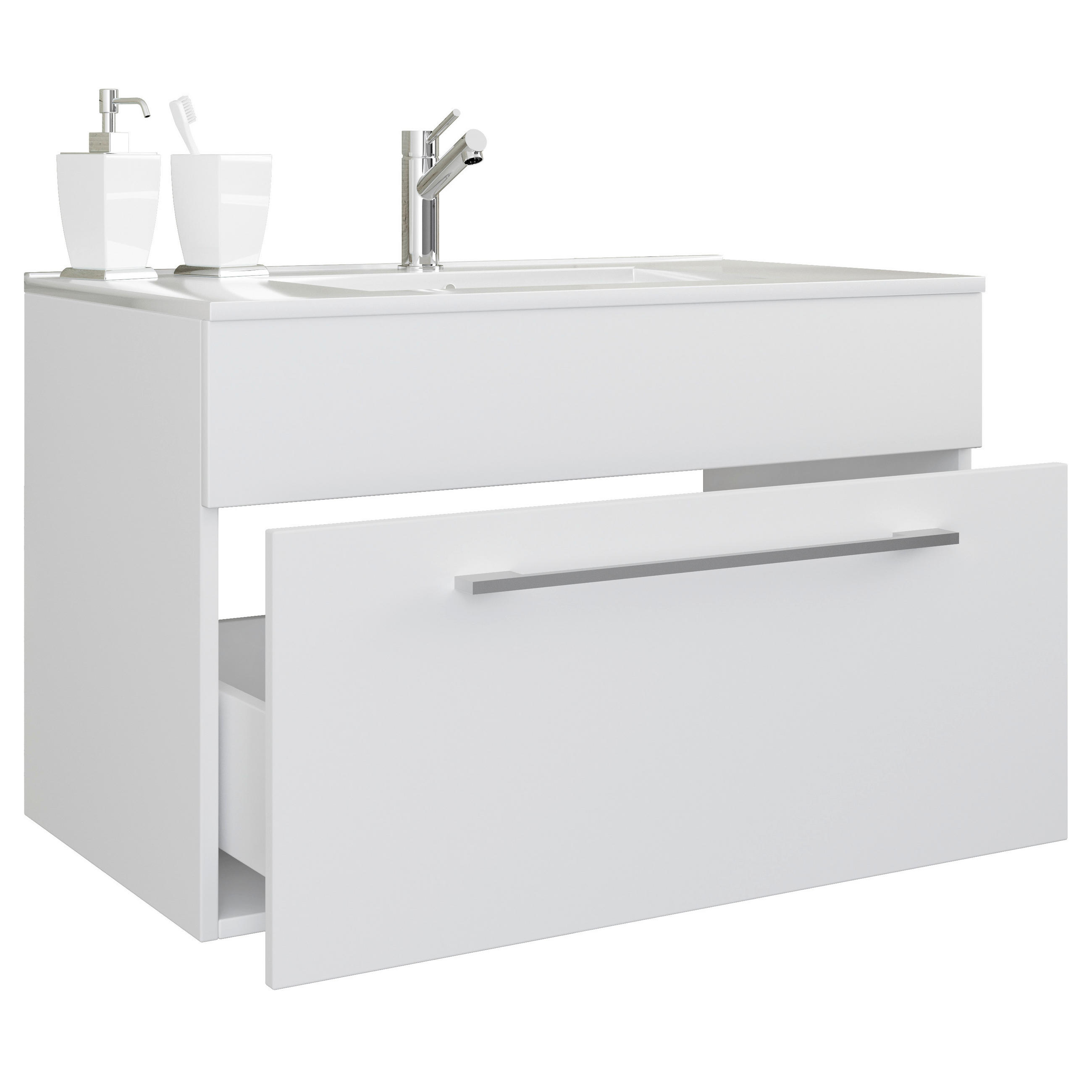 WASCHTISCHKOMBI 60 cm  - Silberfarben/Weiß, MODERN, Keramik/Holzwerkstoff (60cm) - MID.YOU