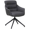 ARMLEHNSTUHL  Sitzfläche 360° drehbar, inklusive Armlehnen, automatische Rückholfunktion  Echtleder  - Schwarz, Design, Leder/Metall (62/85,5/65cm) - Dieter Knoll