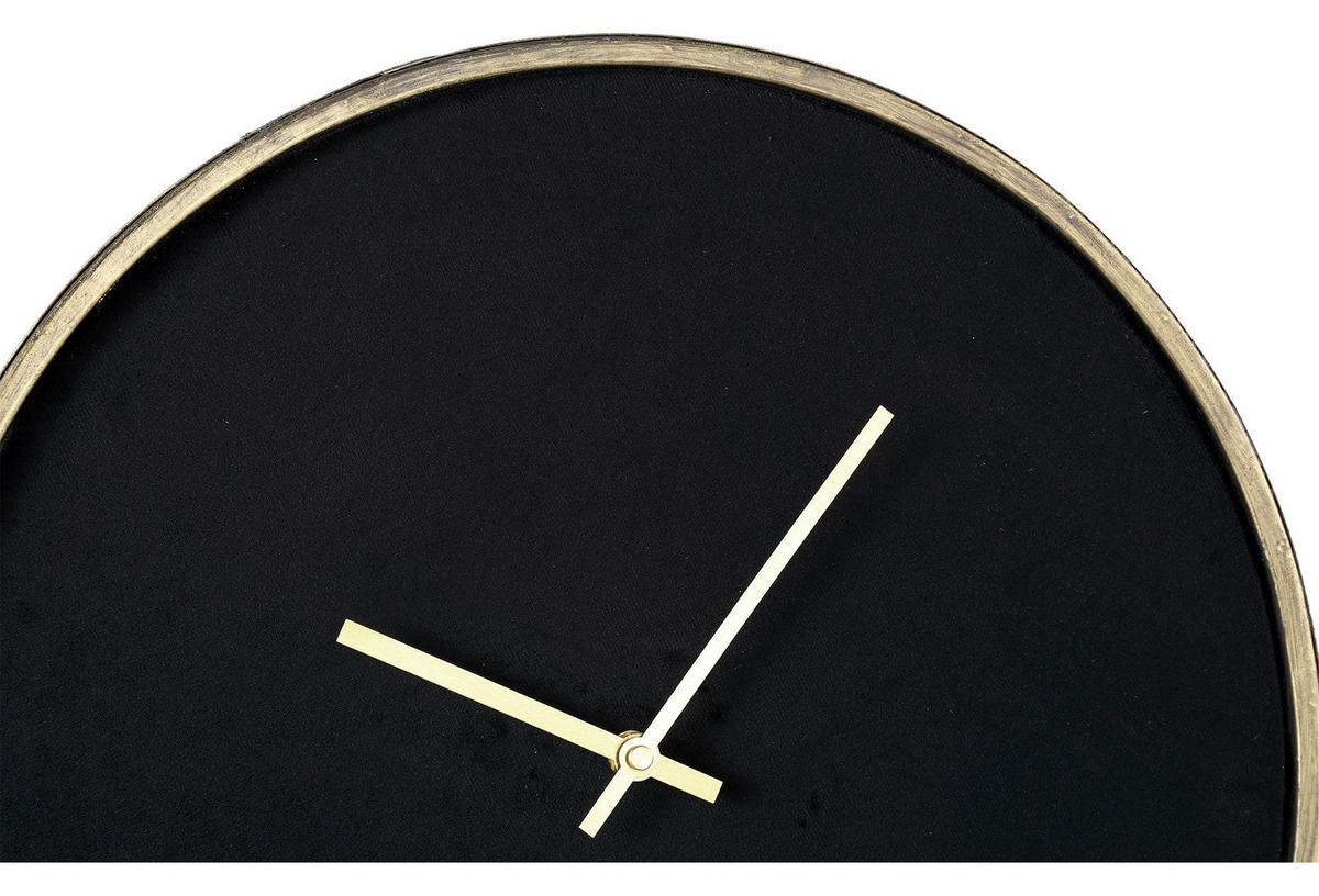 WANDUHR Schwarz, Goldfarben  - Goldfarben/Schwarz, Trend, Textil/Metall (40/40cm) - Ambia Home