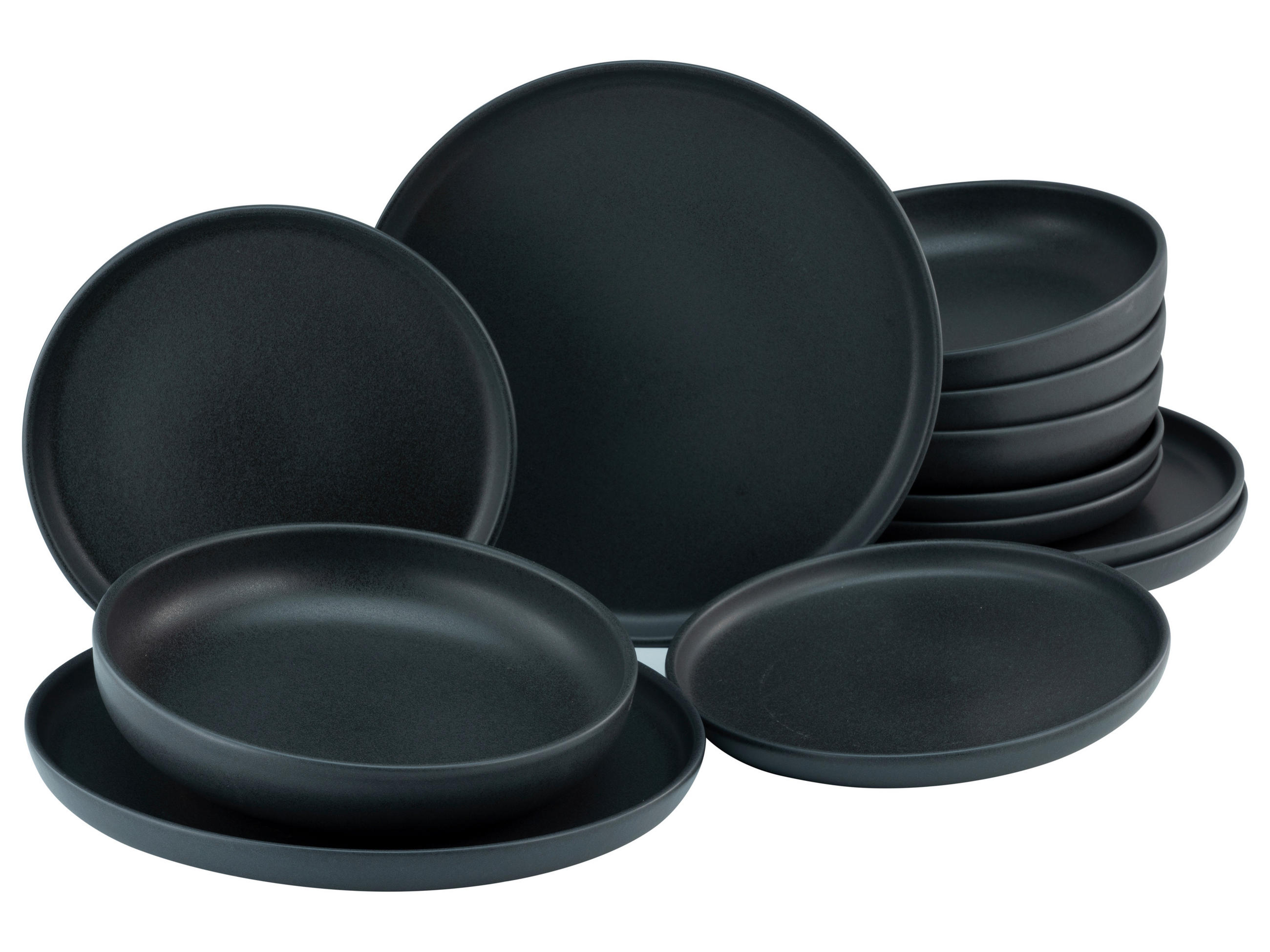 TAFELSERVICE Uno 12-teilig - Schwarz, Design, Keramik (36,5/36,5/34,5cm) - Creatable