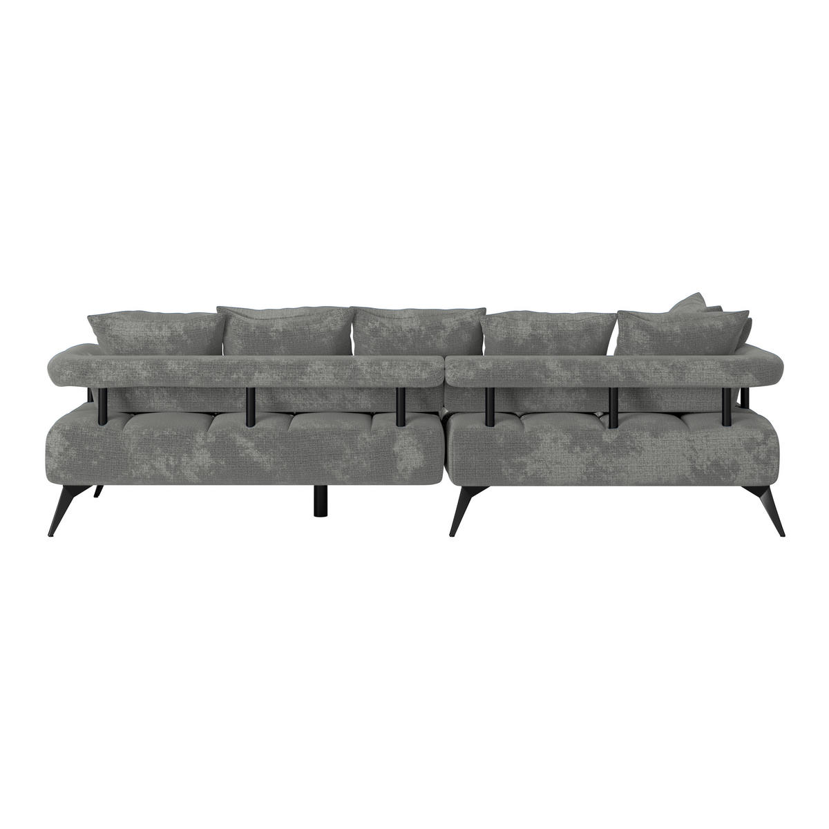 ECKSOFA VANESSA Grau Flachgewebe  - Schwarz/Grau, MODERN, Kunststoff/Textil (200/297cm) - Livetastic