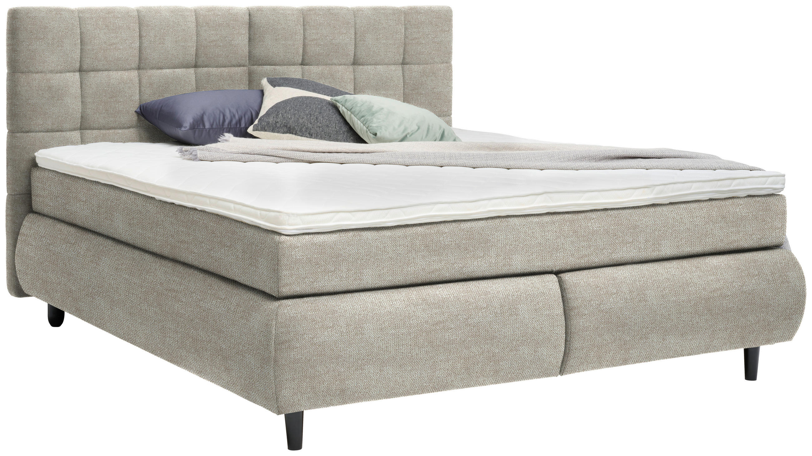 BOXSPRINGBETT 180/200 cm  in Sandfarben  - Sandfarben/Schwarz, Konventionell, Holz/Textil (180/200cm) - Ti'me