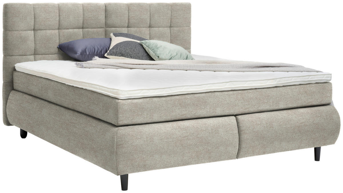 BOXSPRINGBETT 160/200 cm  in Sandfarben  - Sandfarben/Schwarz, Konventionell, Holz/Textil (160/200cm) - Ti'me