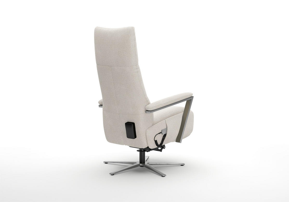RELAXSESSEL TV VARIO COMFORT E S1 Flachgewebe Kopfteilverstellung, Rücken echt    - Silberfarben/Creme, Basics, Textil/Metall (70/124/85cm) - Sit & More