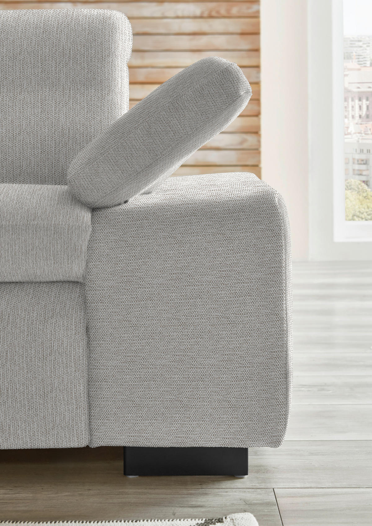 ECKSOFA in Flachgewebe Grau, Hellgrün  - Schwarz/Hellgrün, Design, Textil/Metall (174/297cm) - Beldomo Style