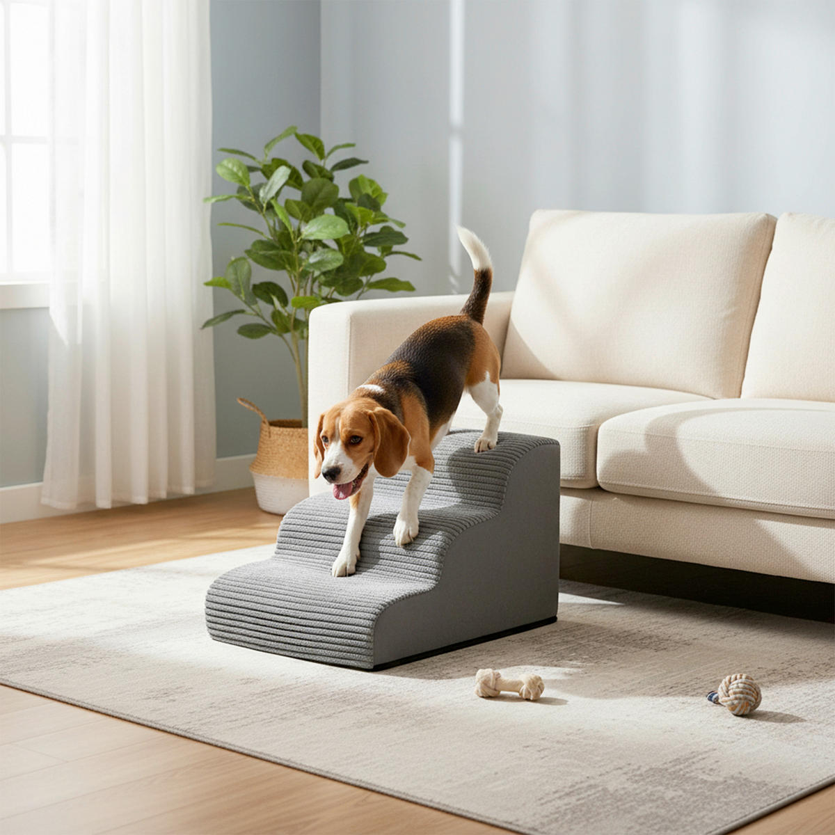 TIERTREPPE - Grau, Trend, Kunststoff/Textil (57/40/40cm) - Boxxx