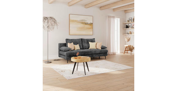 SCHLAFSOFA Chenille Schwarz Rückenkissen, Armlehnenkissen, Bettkasten, Schlaffunktion, Rücken echt  - Schwarz, KONVENTIONELL, Textil/Metall (203/94/96cm) - Carryhome