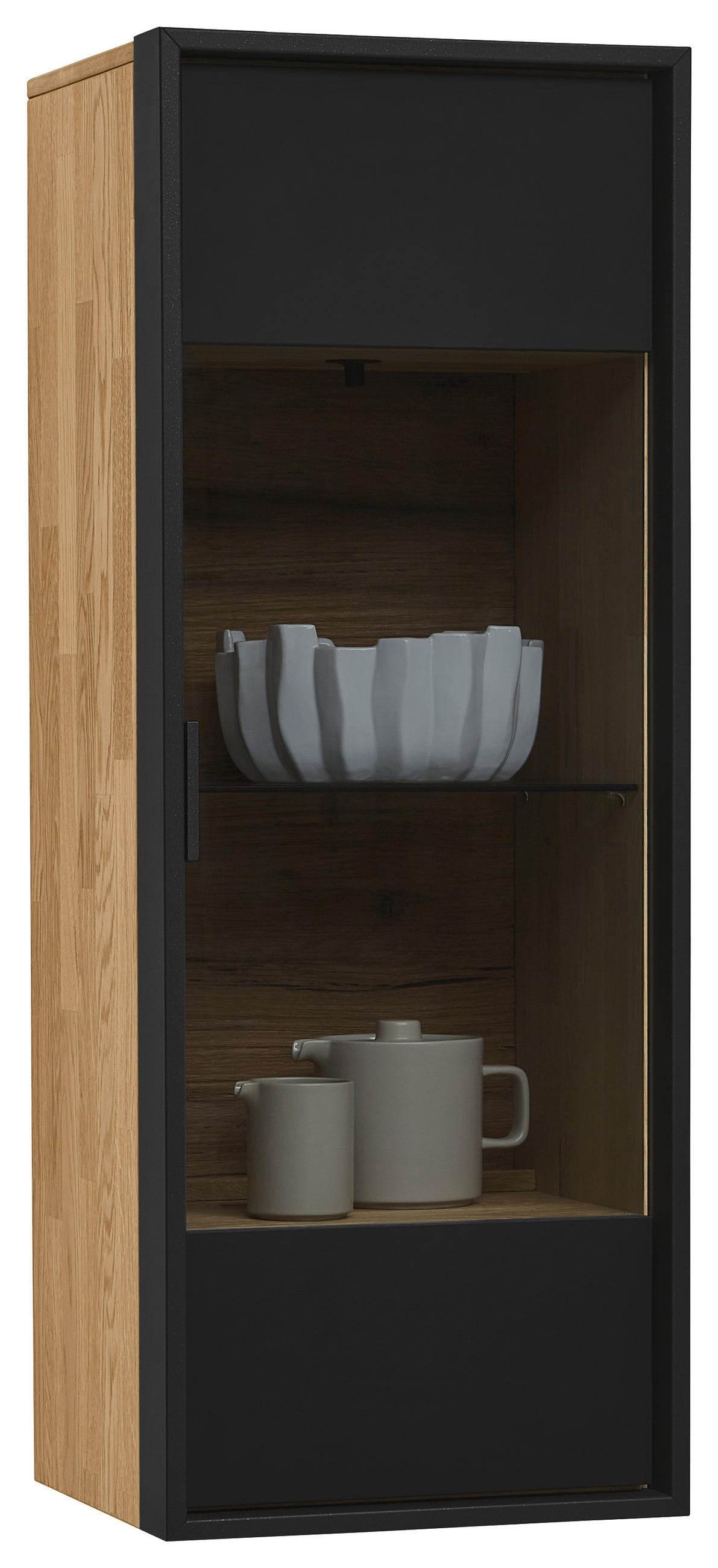 HÄNGEVITRINE in Graphitfarben, Eichefarben   - Eichefarben/Graphitfarben, Natur, Glas/Holz (38,4/115,2/33cm) - Valdera