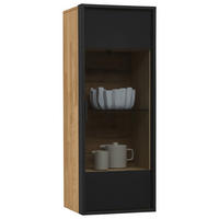 HÄNGEVITRINE in Graphitfarben, Eichefarben   - Eichefarben/Graphitfarben, Natur, Glas/Holz (38,4/115,2/33cm) - Valdera