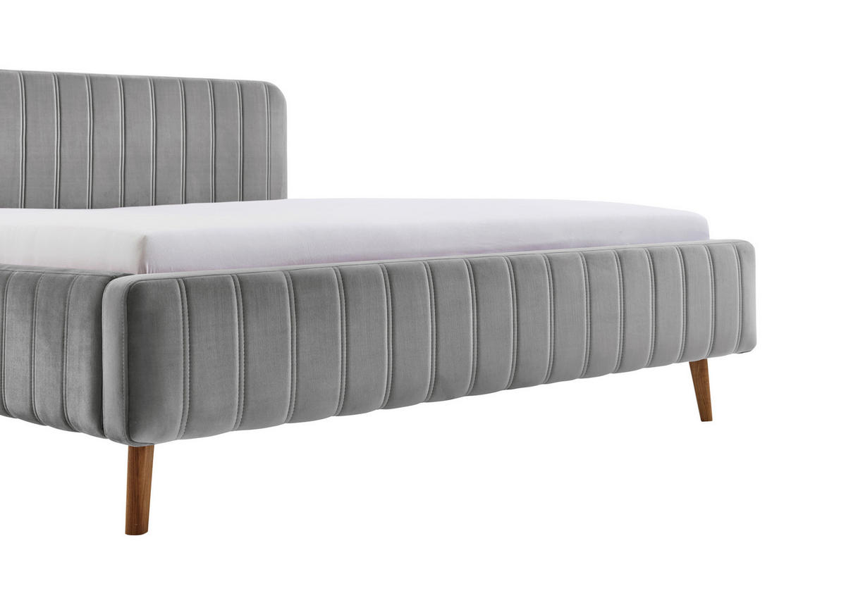 POLSTERBETT 180/200 cm,  in Grau,  - Eichefarben/Grau, MODERN, Holz/Textil (180/200cm) - Xora