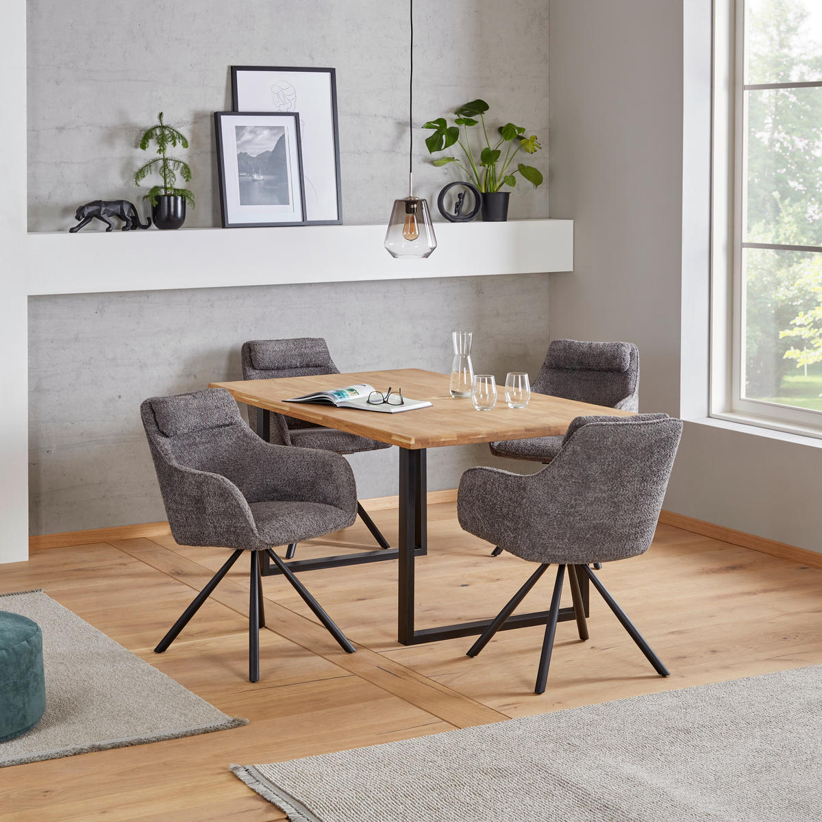 Scaun Cu Brațe din lemn, metal, textil, gri - negru/gri, Modern, lemn/metal (59/88/64cm) - MID.YOU