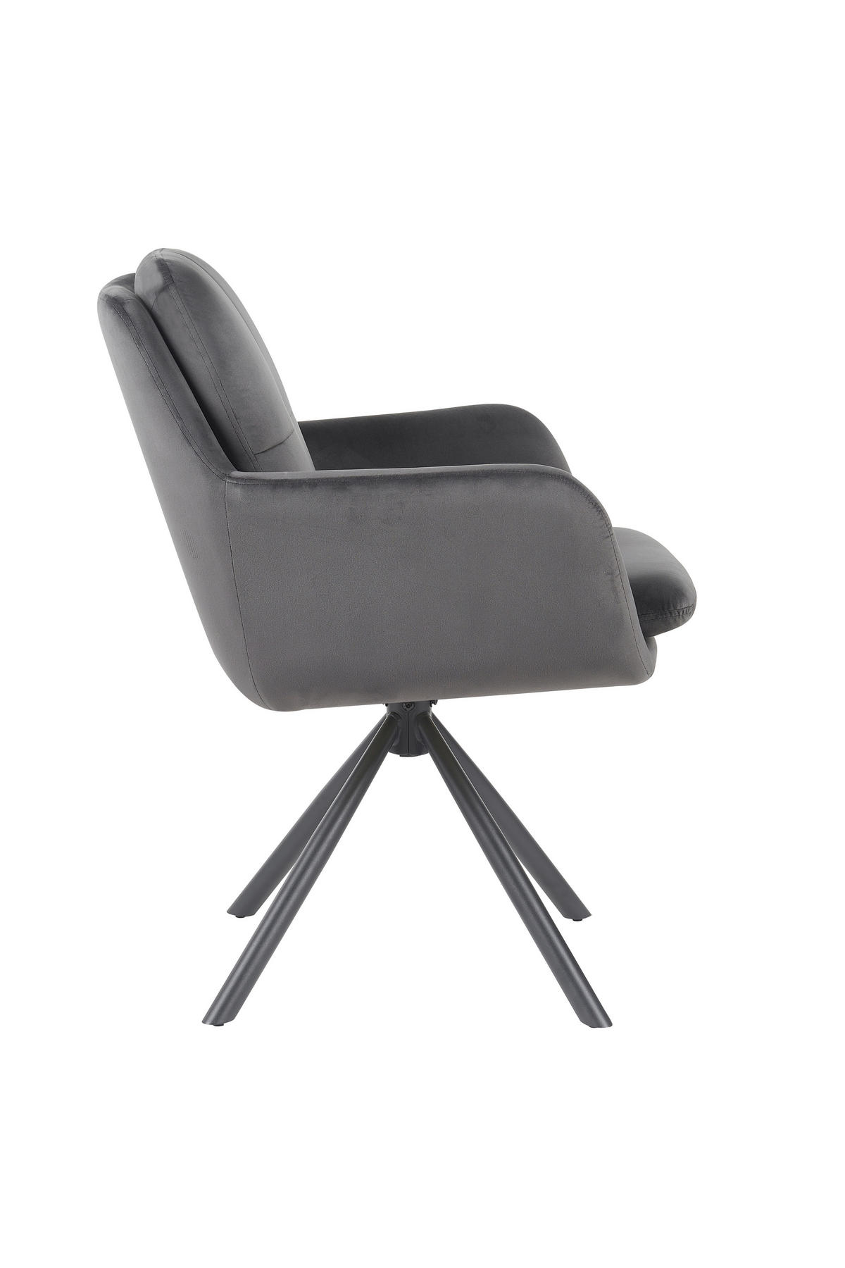 ARMLEHNSTUHL-SET 2 Stück  in Stahl Samt, Velours  - Dunkelgrau/Schwarz, MODERN, Textil/Metall (63/89/70cm) - MID.YOU