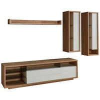 WOHNWAND  in Weiss, Eiche Artisan 300/183,6/42 cm  - Weiss/Eiche Artisan, Design, Glas/Holzwerkstoff (300/183,6/42cm) - Stylife