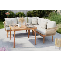 DINING-LOUNGESET   - Beige/Akaziefarben, Natur, Holz (208/208cm) - Ambia Garden