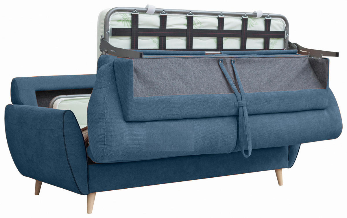 Canapea Extensibilă, lemn, metal, plastic, textil, material pe bază de lemn, albastru - albastru, Modern, plastic/lemn (192/95/100cm) - Novel