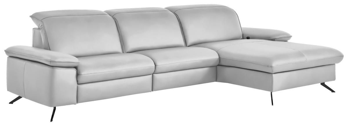 ECKSOFA  Echtleder Weiss  - Weiss/Schwarz, Design, Leder/Metall (307/169cm) - Beldomo Premium