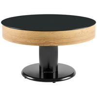 COUCHTISCH ESG 80/80/46 cm rund Schwarz, Eichefarben  - Eichefarben/Schwarz, Design, Glas/Holzwerkstoff (80/80/46cm) - MID.YOU