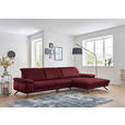 ECKSOFA Rivello in Echtleder Weinrot  328/193 cm  - Weinrot/Schwarz, Design, Leder/Metall (328/193cm) - Dieter Knoll