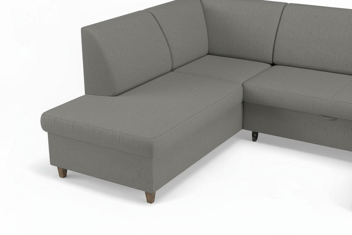 WOHNLANDSCHAFT NIKAS Grau Bouclé  - Buchefarben/Grau, Design, Holz/Textil (310/198/145cm) - MID.YOU