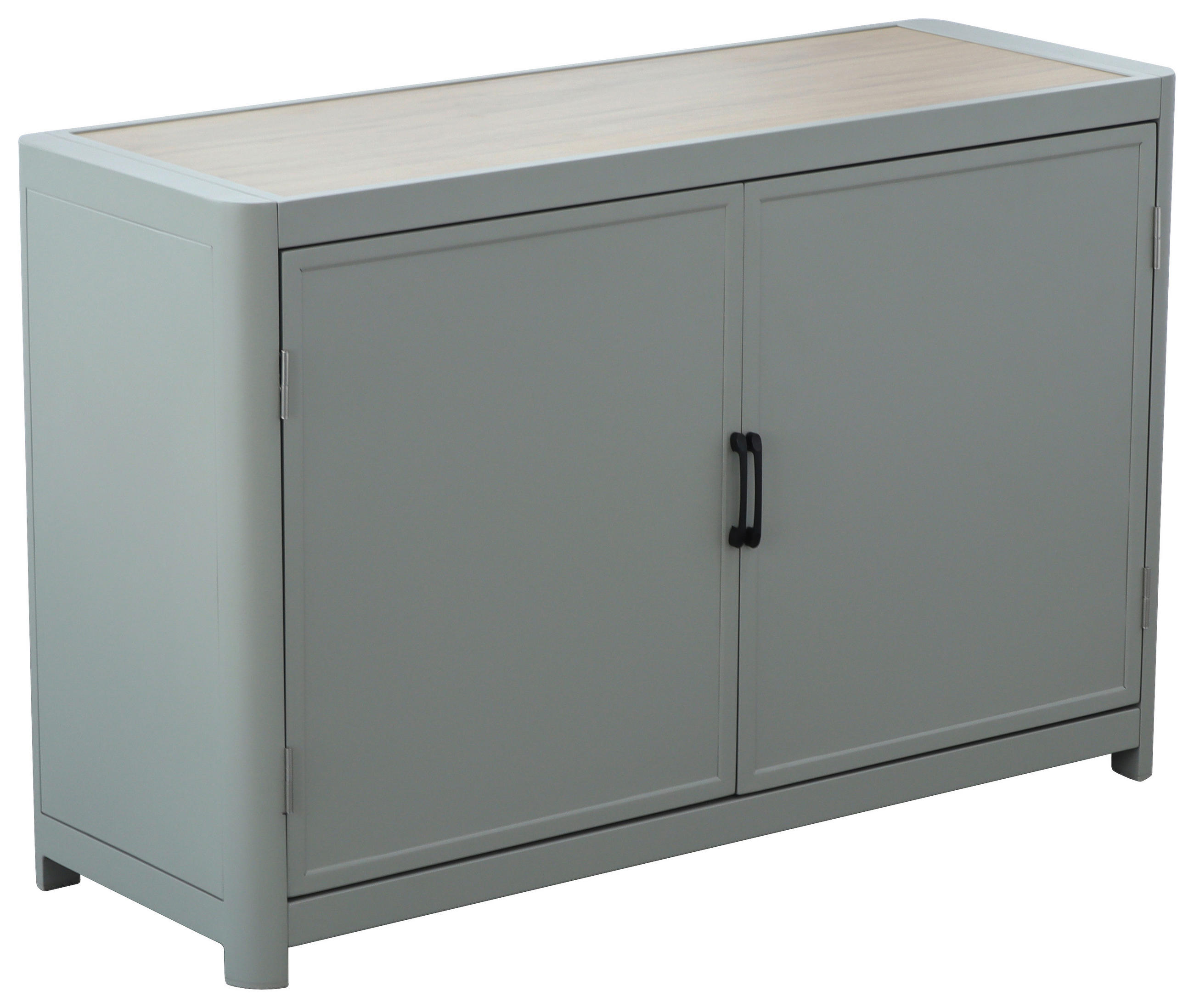 SIDEBOARD 135,5/87,5/48,5 cm  in Hellgrau, Teakfarben  - Hellgrau/Schwarz, Design, Metall (135,5/87,5/48,5cm) - Ambia Garden