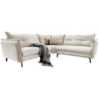 ECKSOFA in Webstoff Weiß   - Hellbraun/Schwarz, Design, Textil/Metall (257/97/257cm) - Livetastic
