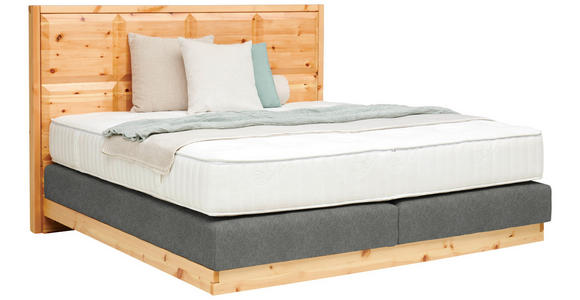 BOXSPRINGBETT 180/200 cm  in Zirbelkieferfarben, Dunkelgrau  - Dunkelgrau/Zirbelkieferfarben, Natur, Holz/Textil (180/200cm) - Valnatura