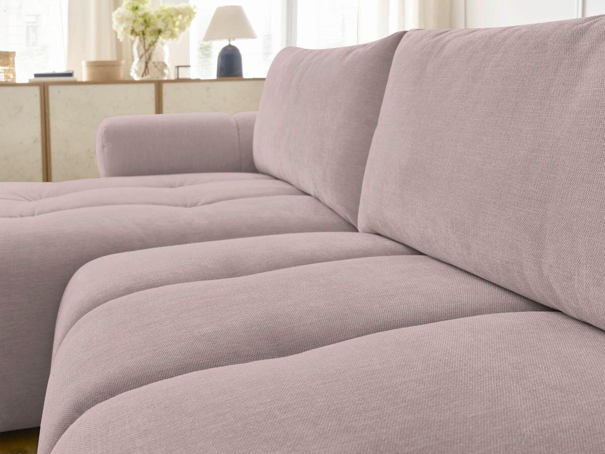 ECKSCHLAFSOFA FUJI Leinenoptik Pink  inkl.  - Pink/Schwarz, MODERN, Kunststoff/Textil (160/292cm)