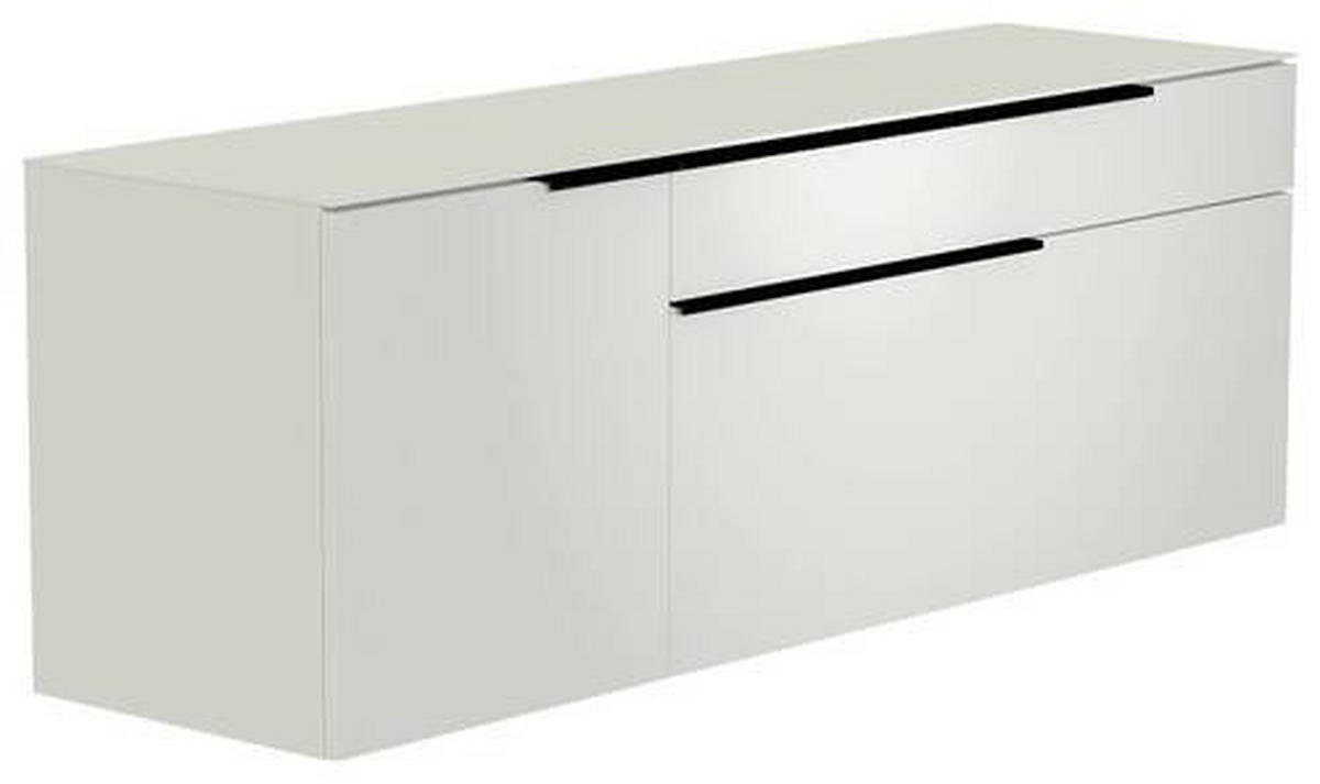 LOWBOARD  in 160/56/45 cm  - Weiss/Schwarz, Design, Glas/Holzwerkstoff (160/56/45cm) - Moderano