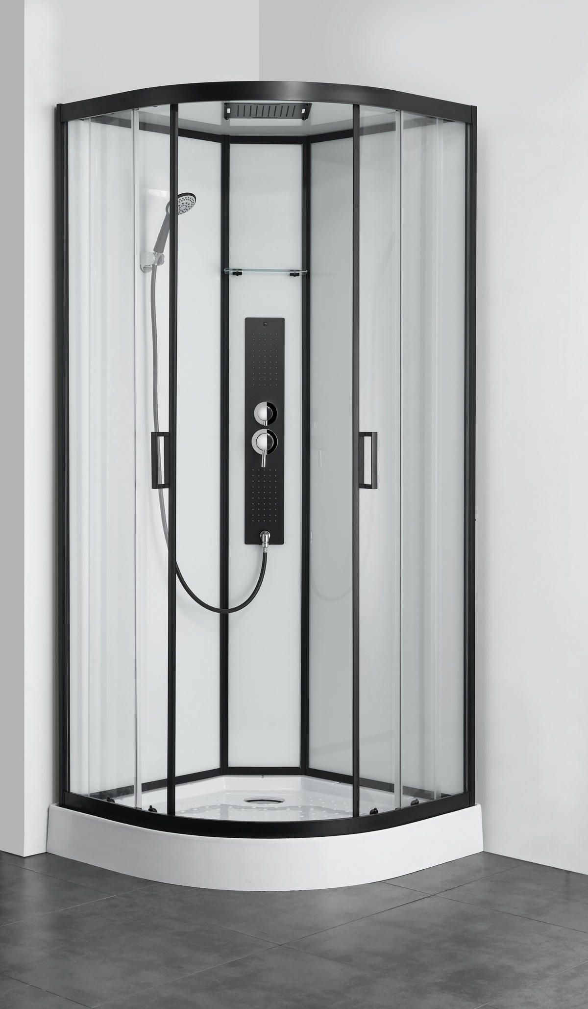 SPRCHOVÝ KOUT, průhledné, černá,  - černá/průhledné, plast/sklo (90/90/225cm) - Sanotechnik