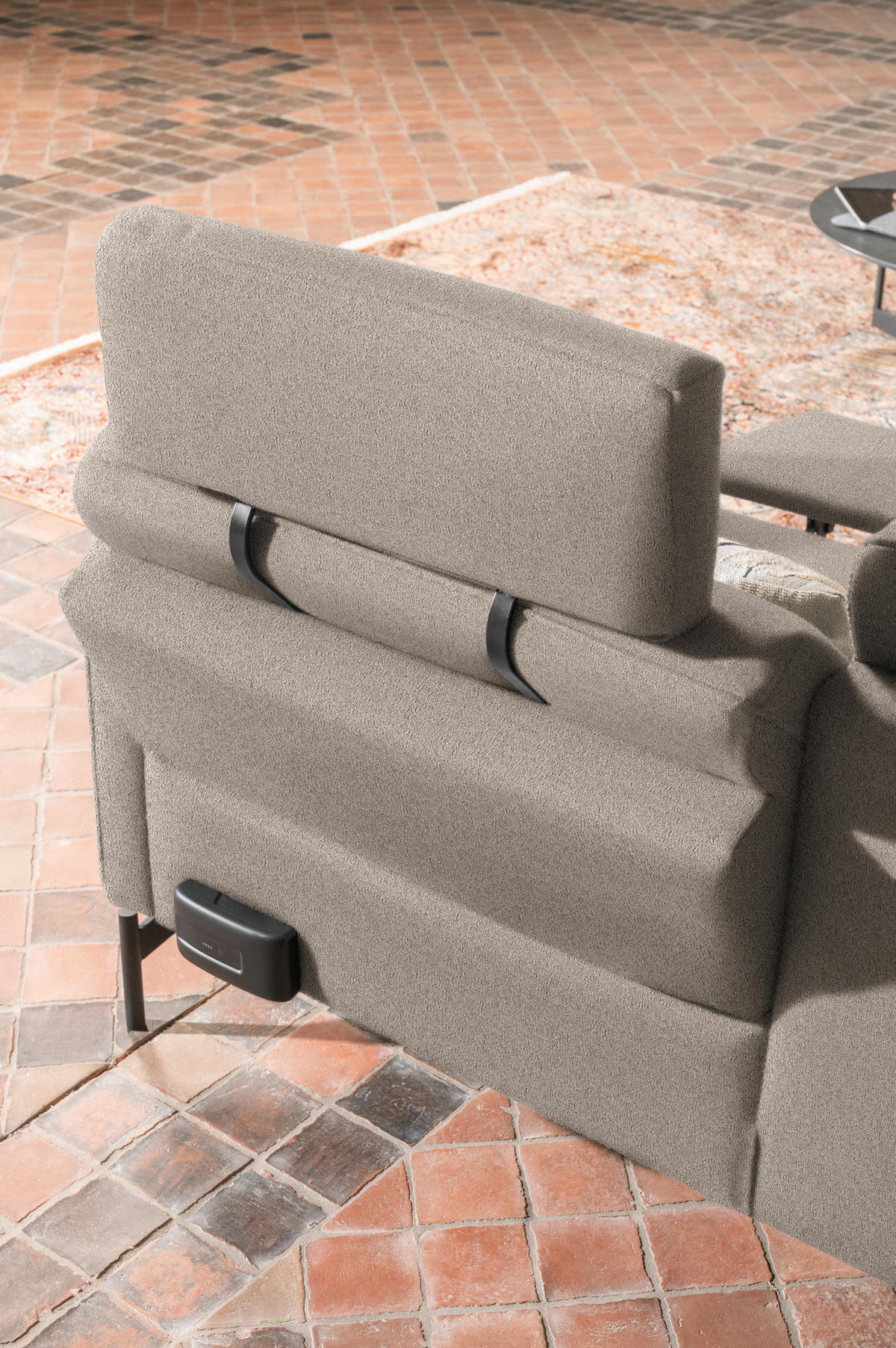 ECKSOFA in Flachgewebe, Struktur Hellbraun  - Hellbraun/Anthrazit, Design, Textil/Metall (230/254cm) - Johann Jakob