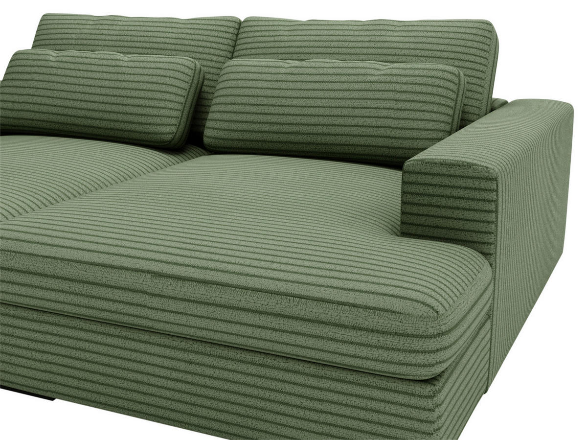 BIGSOFA in Cord Grün  - Schwarz/Grün, Design, Textil (218/80/158cm) - Lomoco
