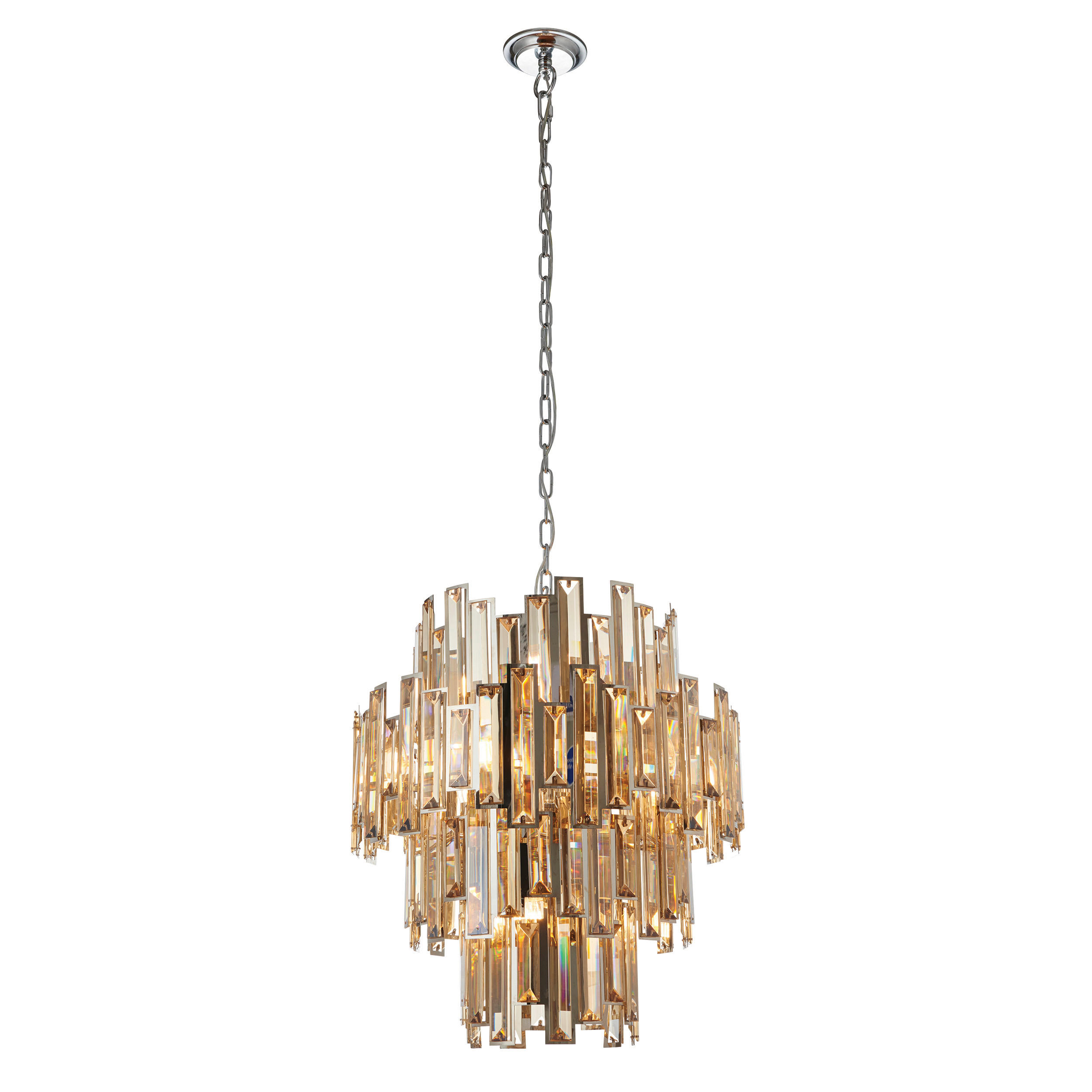 KRISTALL-HÄNGELEUCHTE 56/210 cm   - Chromfarben/Champagner, KONVENTIONELL, Glas (56/210cm) - ENDON