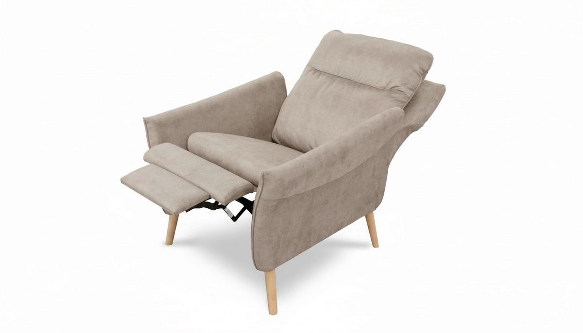RELAXSESSEL in Textil Beige  - Beige/Buchefarben, Design, Holz/Textil (88/110/92cm) - Livetastic