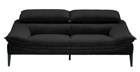 2,5-SITZER Schwarz Echtleder  - Schwarz, Design, Leder (202/78/108cm) - Belluti