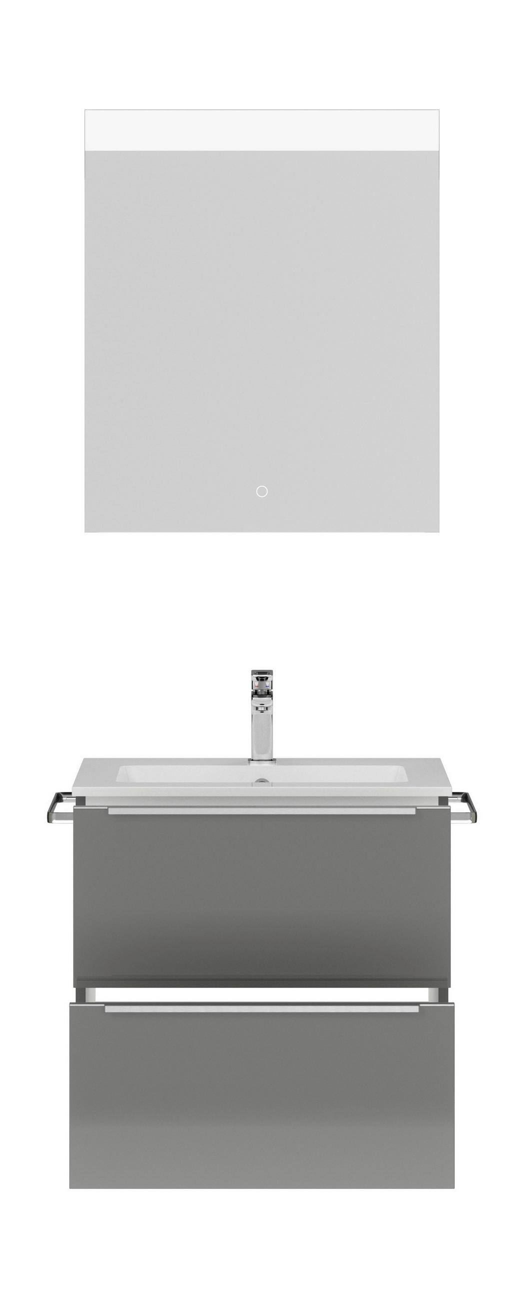 BADEZIMMER  in 61 cm  - Schieferfarben/Edelstahlfarben, MODERN, Holzwerkstoff/Stein (61cm) - Nobilia