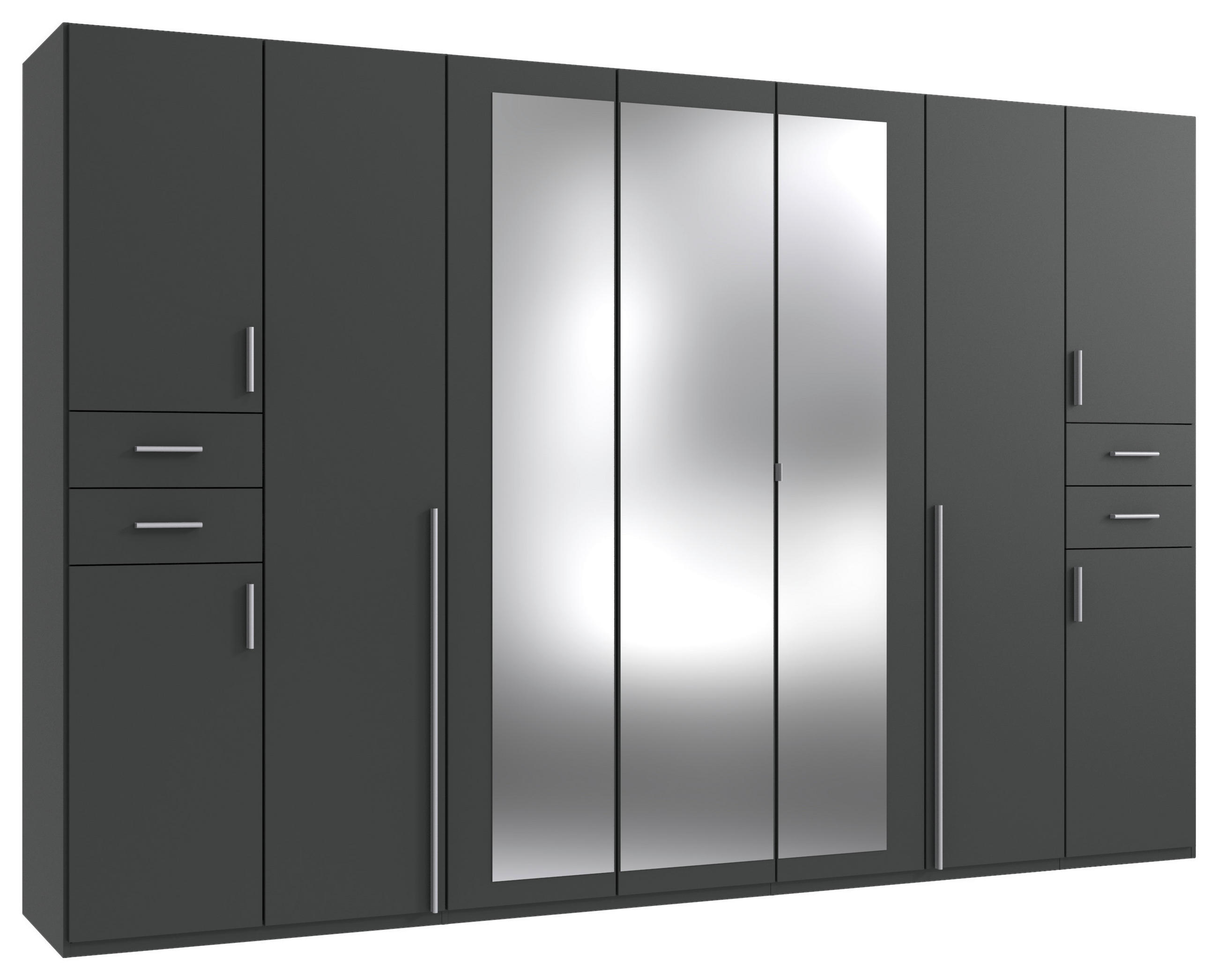 DREHTÜRENSCHRANK 313/208/58 cm 9-türig Graphitfarben  - Silberfarben/Graphitfarben, Basics, Holzwerkstoff (313/208/58cm) - MID.YOU