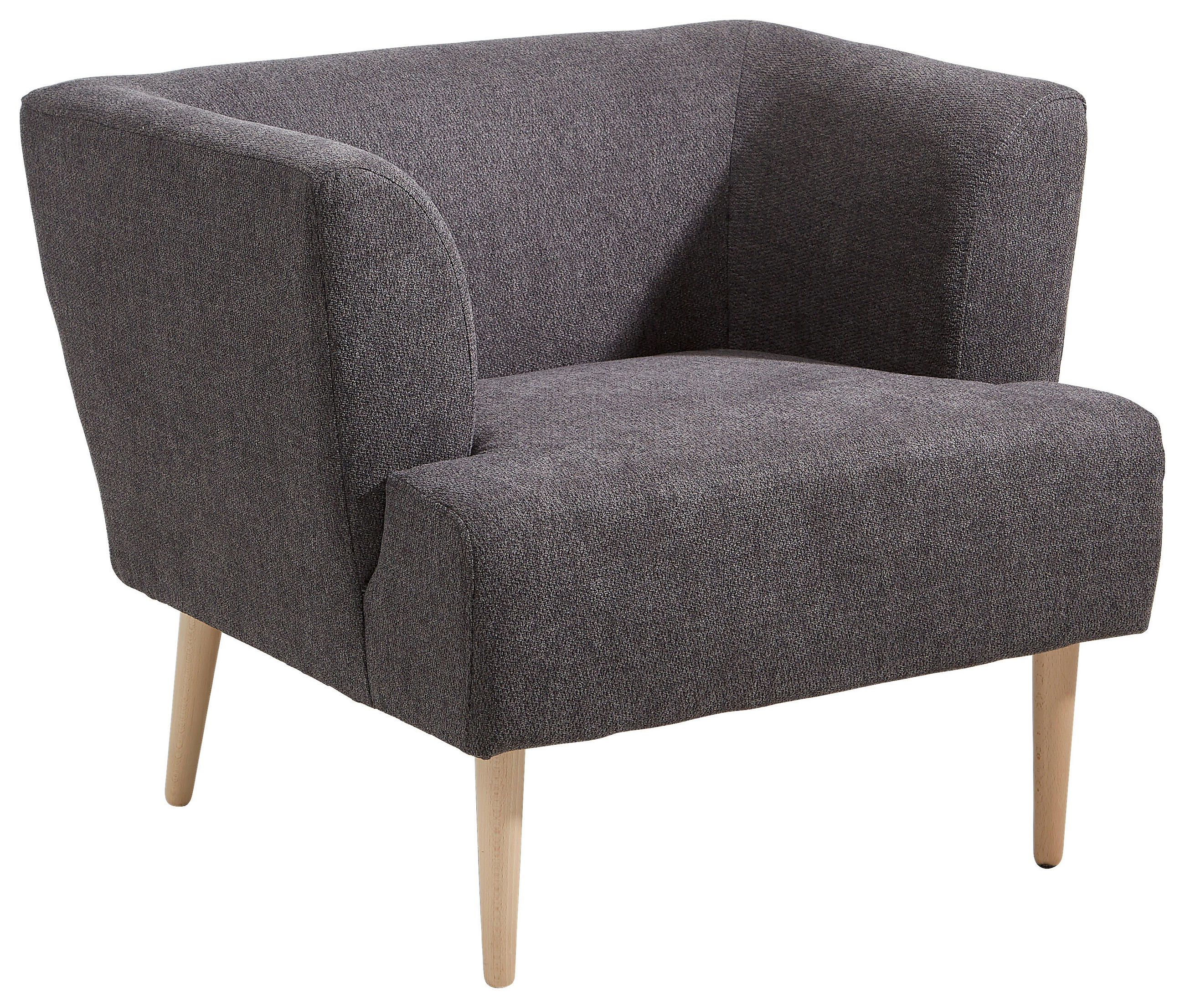 SESSEL Flachgewebe Dunkelgrau    - Dunkelgrau/Buchefarben, Design, Holz/Textil (85/71/80cm) - Hom`in