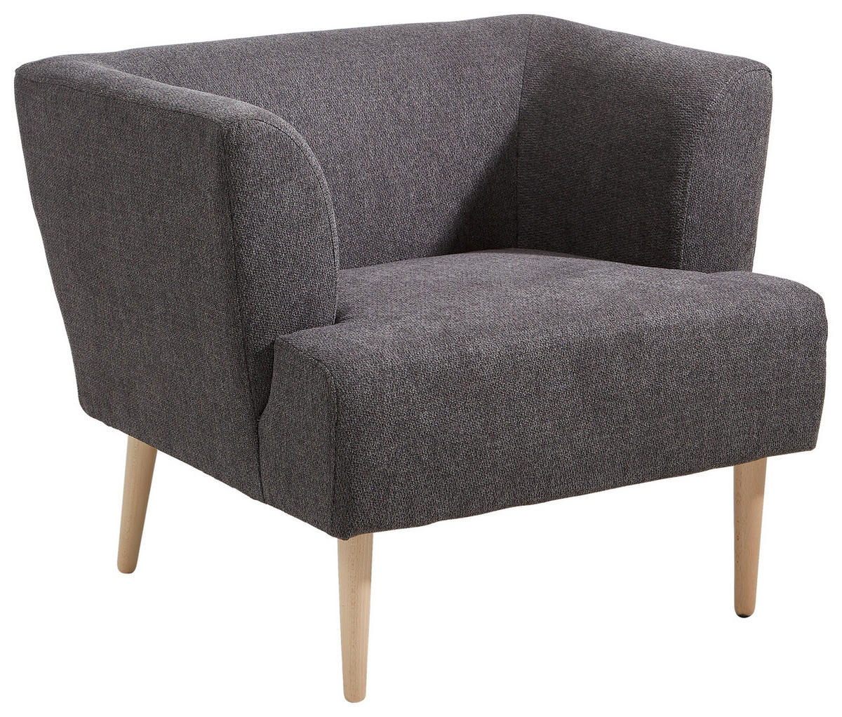 FÅTÖLJ i textil mörkgrå  - mörkgrå/bokfärgad, Design, trä/textil (85/71/80cm) - MID.YOU