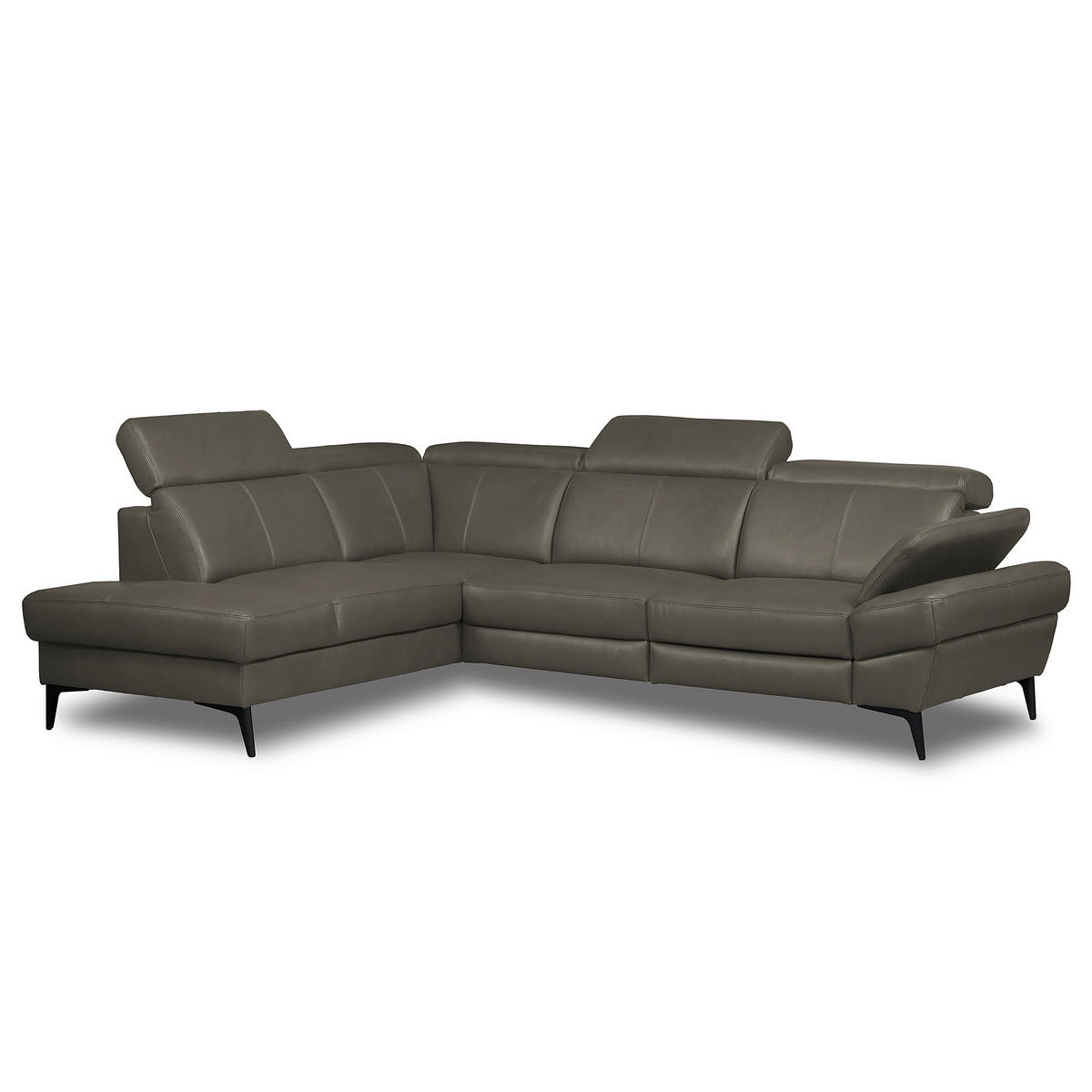 ECKSOFA  in Lederlook Echtleder Schlammfarben  211/264 cm  - Schlammfarben/Schwarz, Design, Leder/Textil (211/264cm) - Livetastic